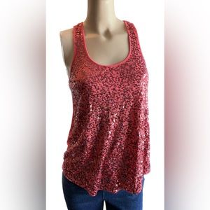 🪩 Sparkly racerback coral tank by Express